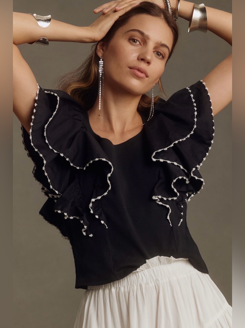 by Anthropologie Oversized Ruffles Top
